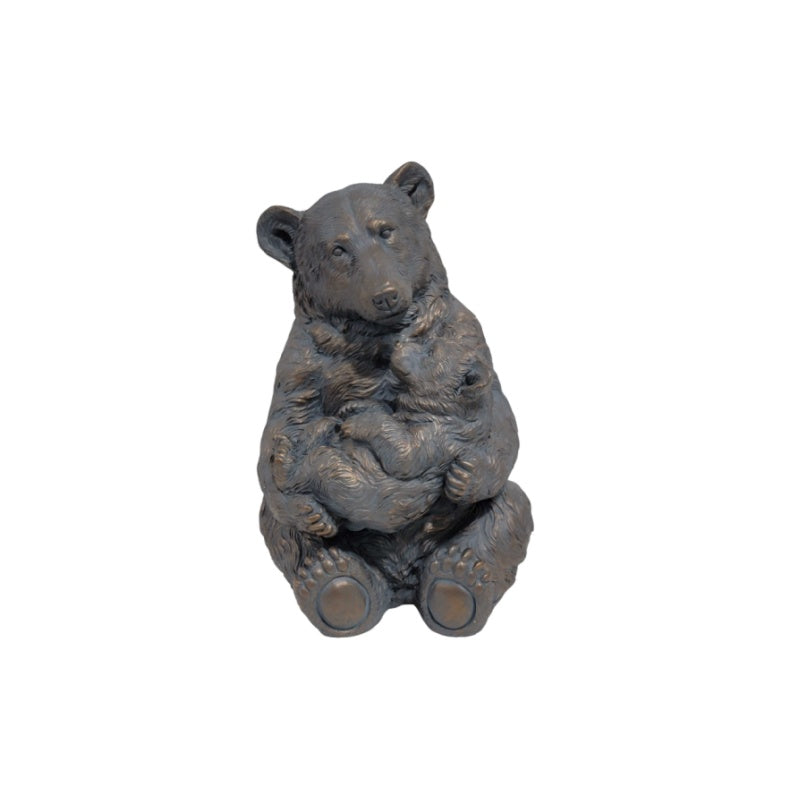 19'' Antique Bronze Mother And Cub Bear Statue