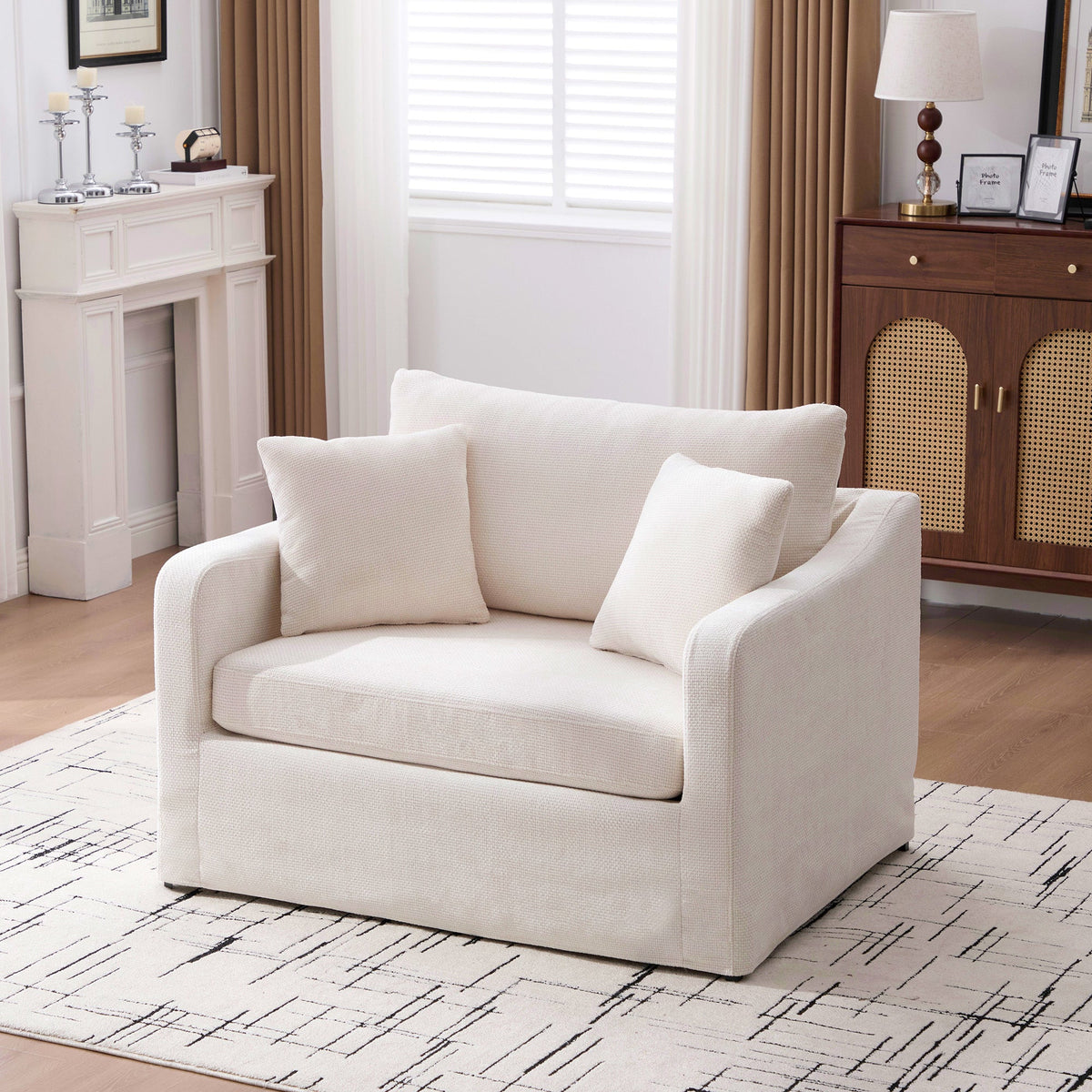 43.9" Wide Modern Upholstered Farmhouse Performance Accent Chair