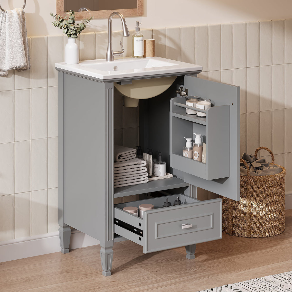 20" Bathroom Vanity with Ceramic Sink