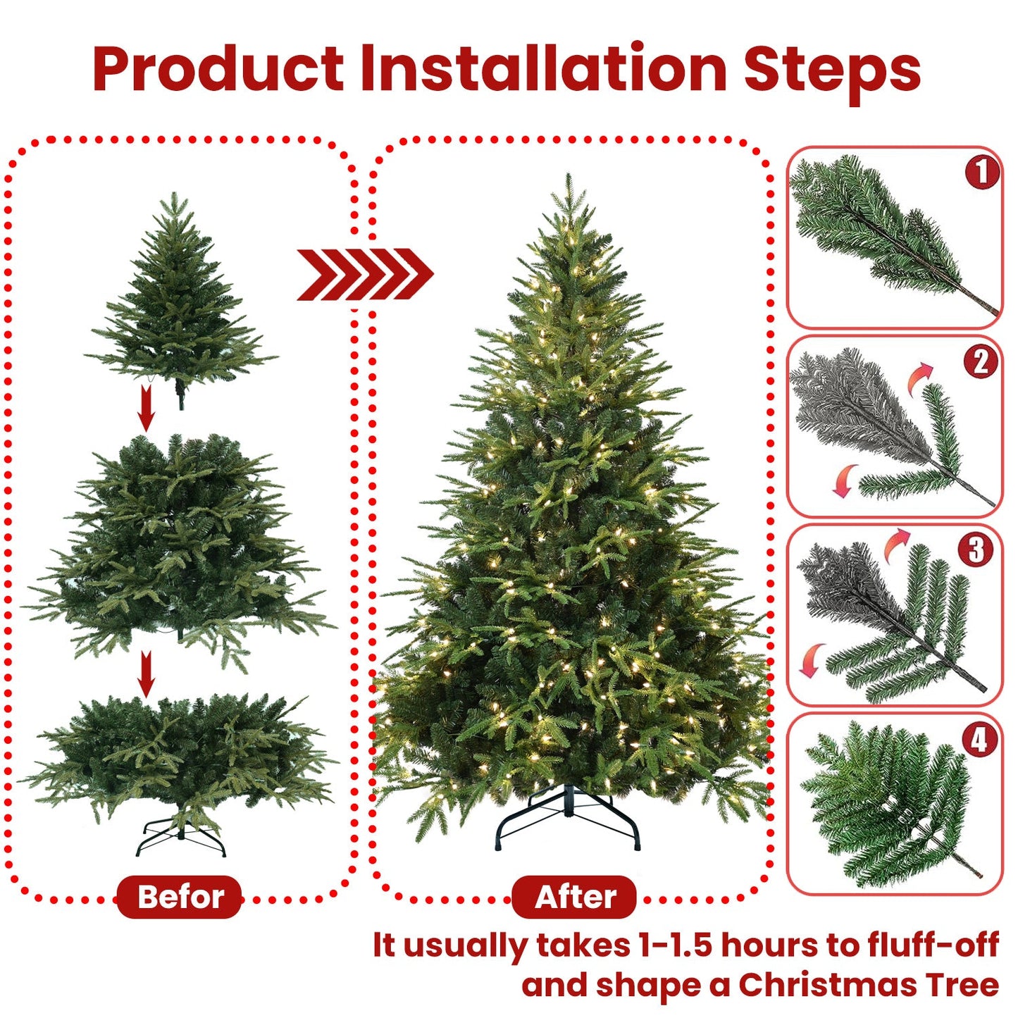 6.5ft Pre-Lit Artificial Christmas Tree