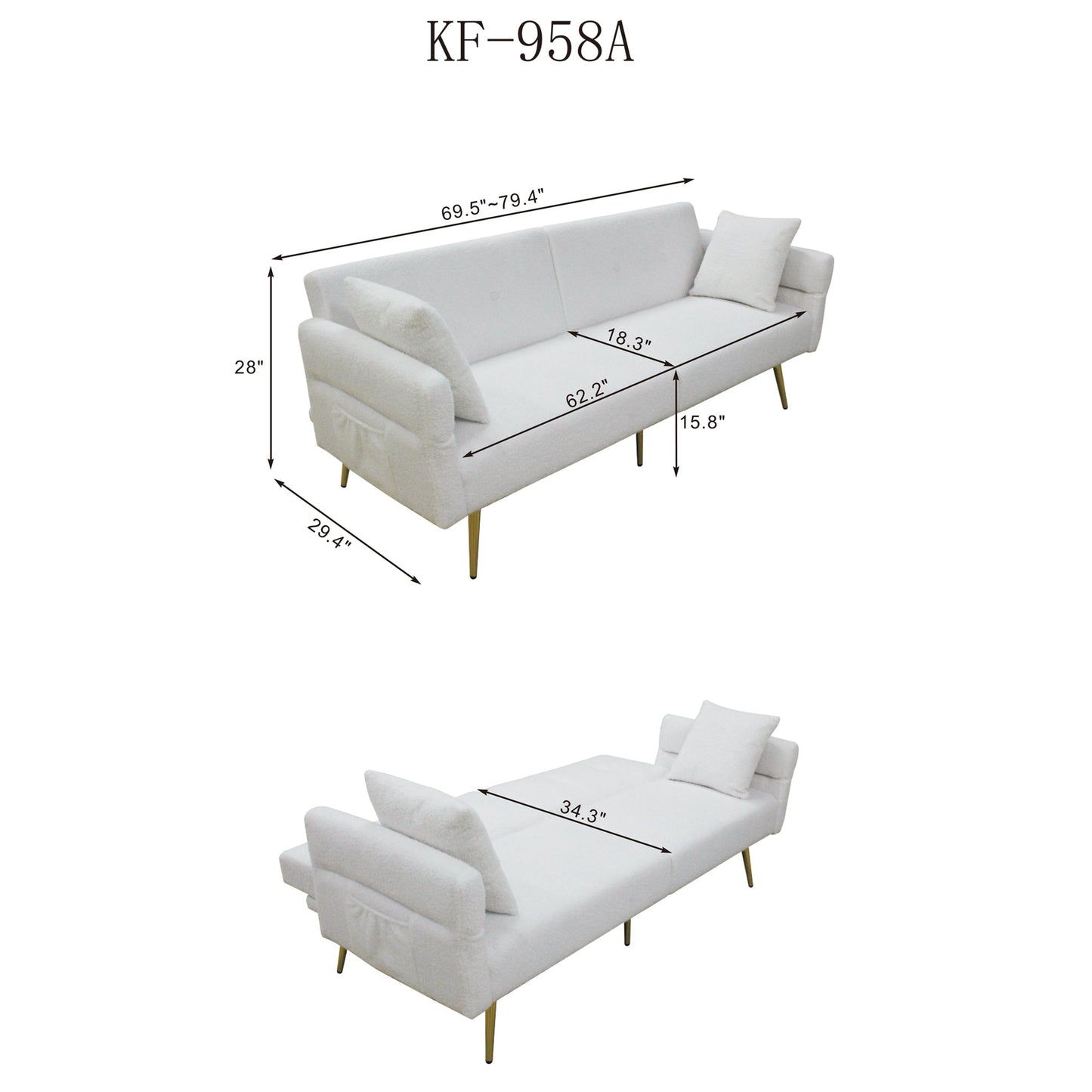 Modern Teddy Upholstered Accent Loveseat Sofa