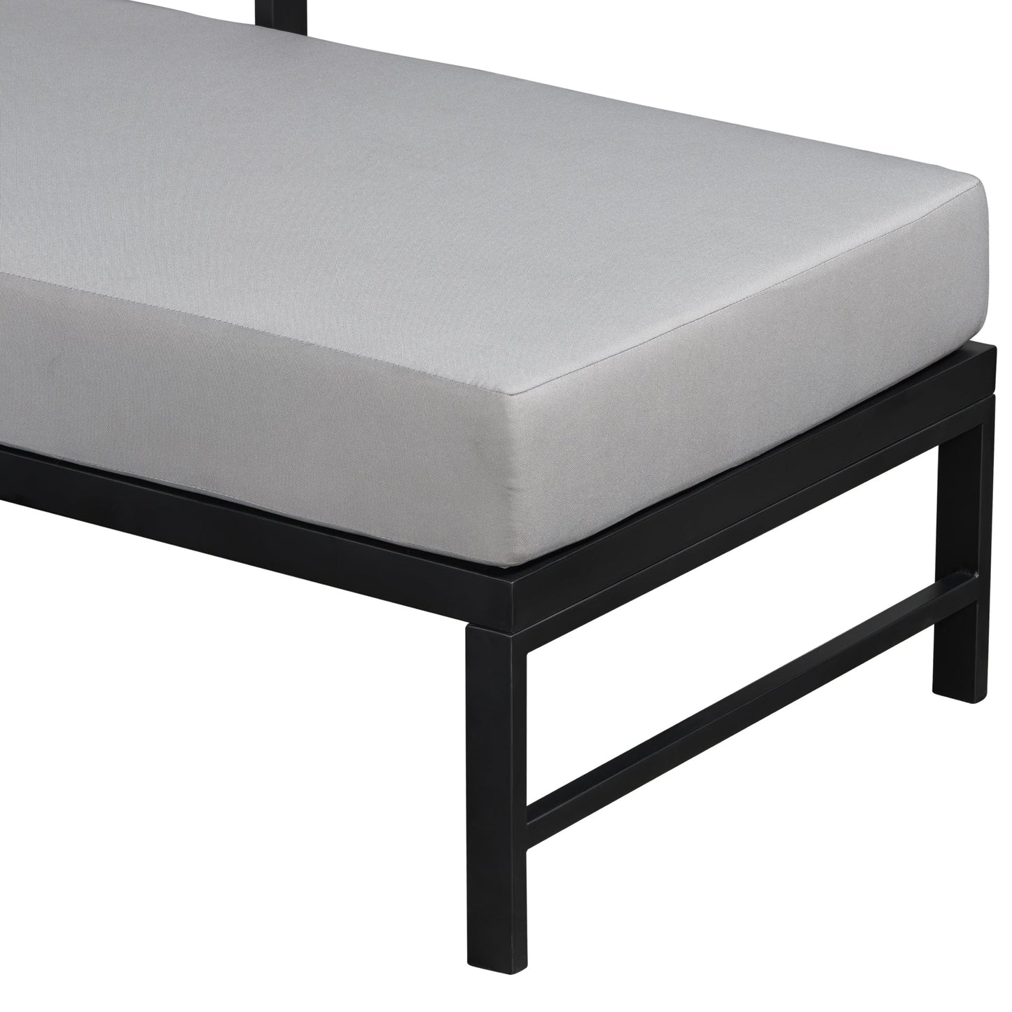 U_style Outdoor L-Shaped Sofa with Iron Frame and Ultra-Thick Cushions