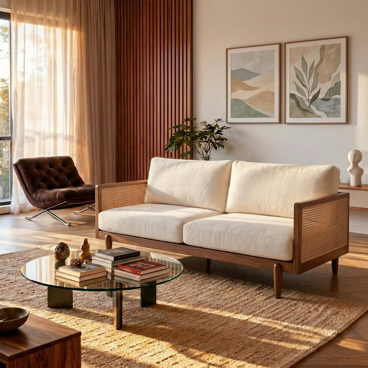 Emir 72" Square Arm 3-Seater Boucle Sofa