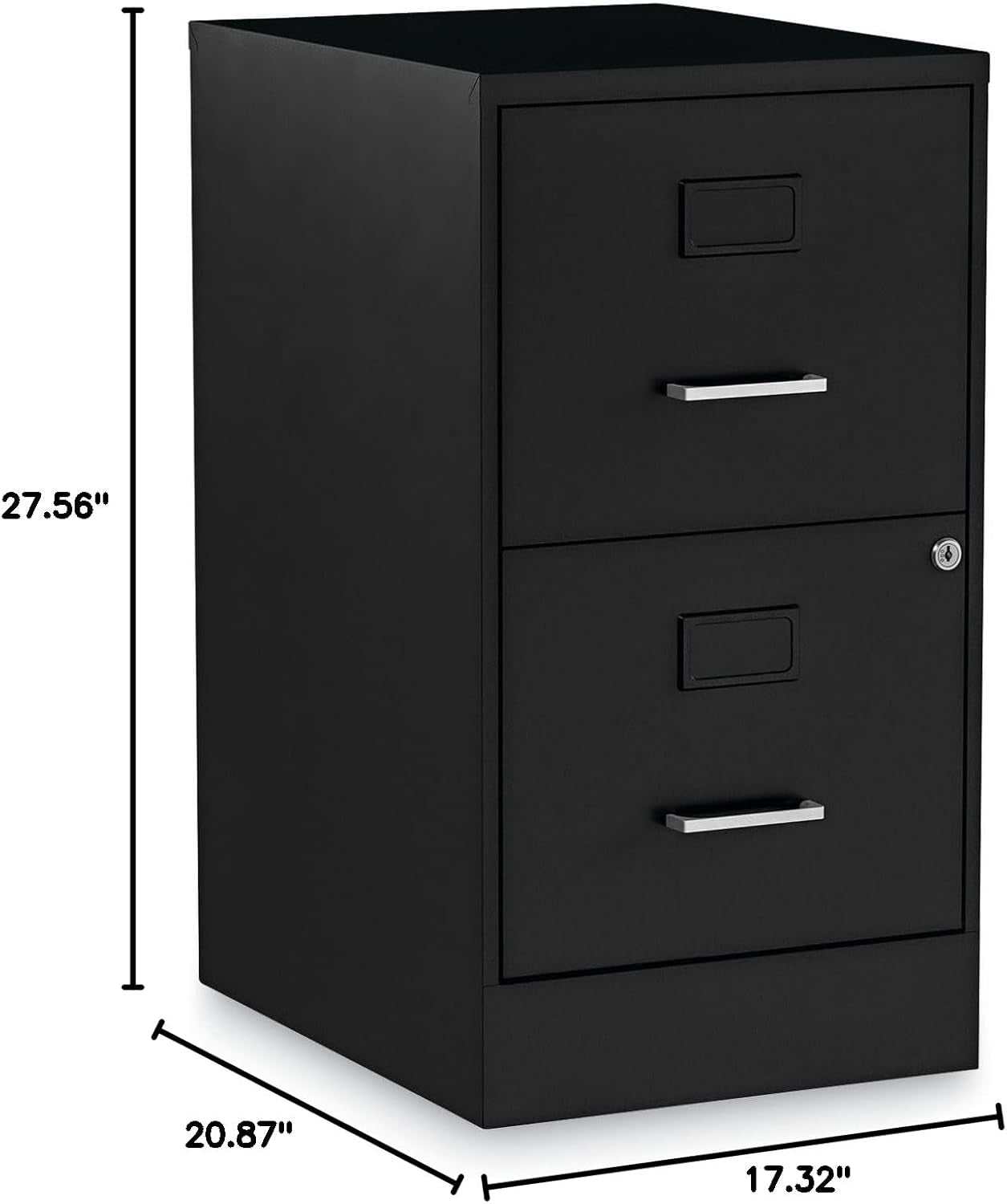 Soho Two Drawer Vertical Letter File Cabinet Black With Key Lock 14 x 18 x 24.1 In