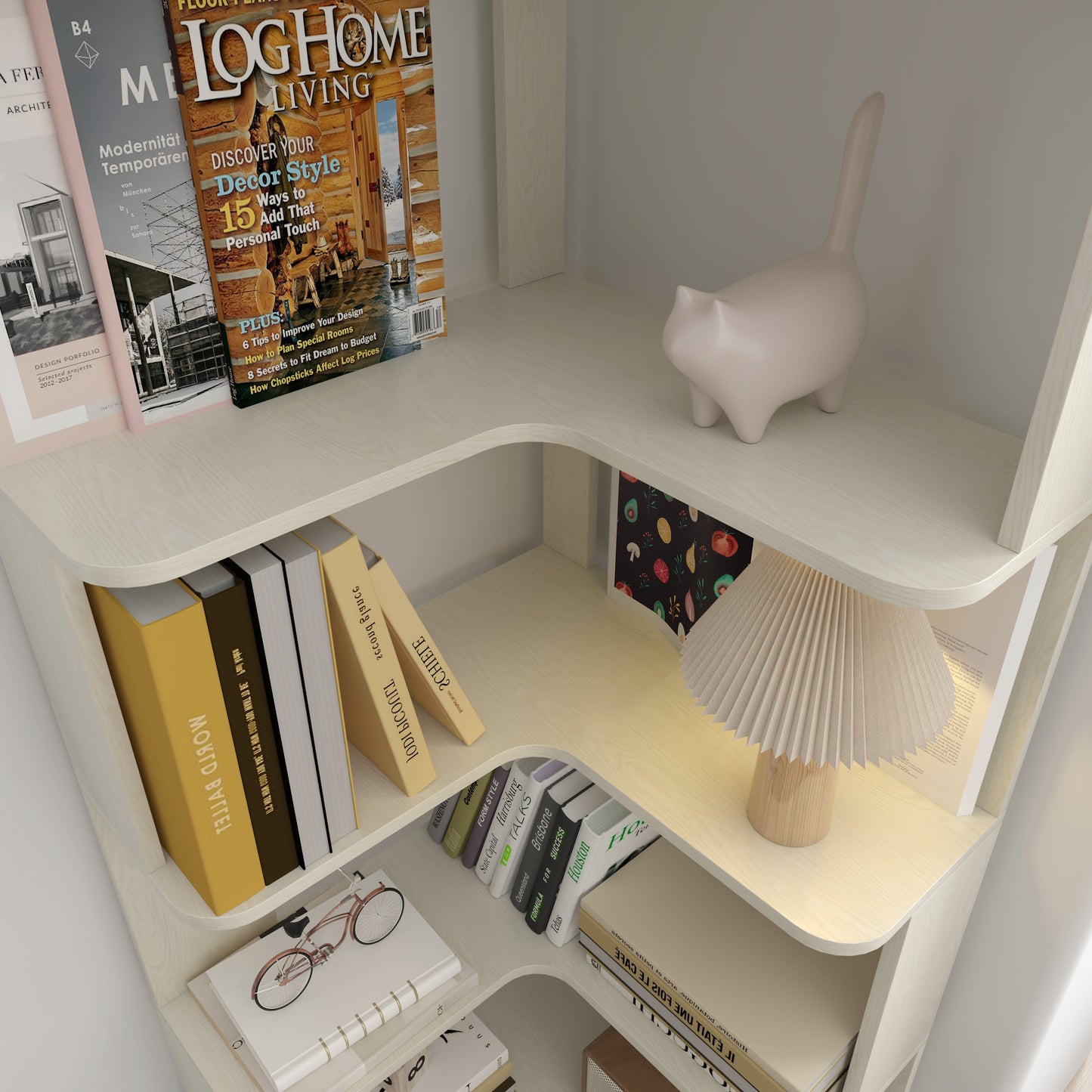 6 Tier Freestanding L-Shaped Corner Bookshelf