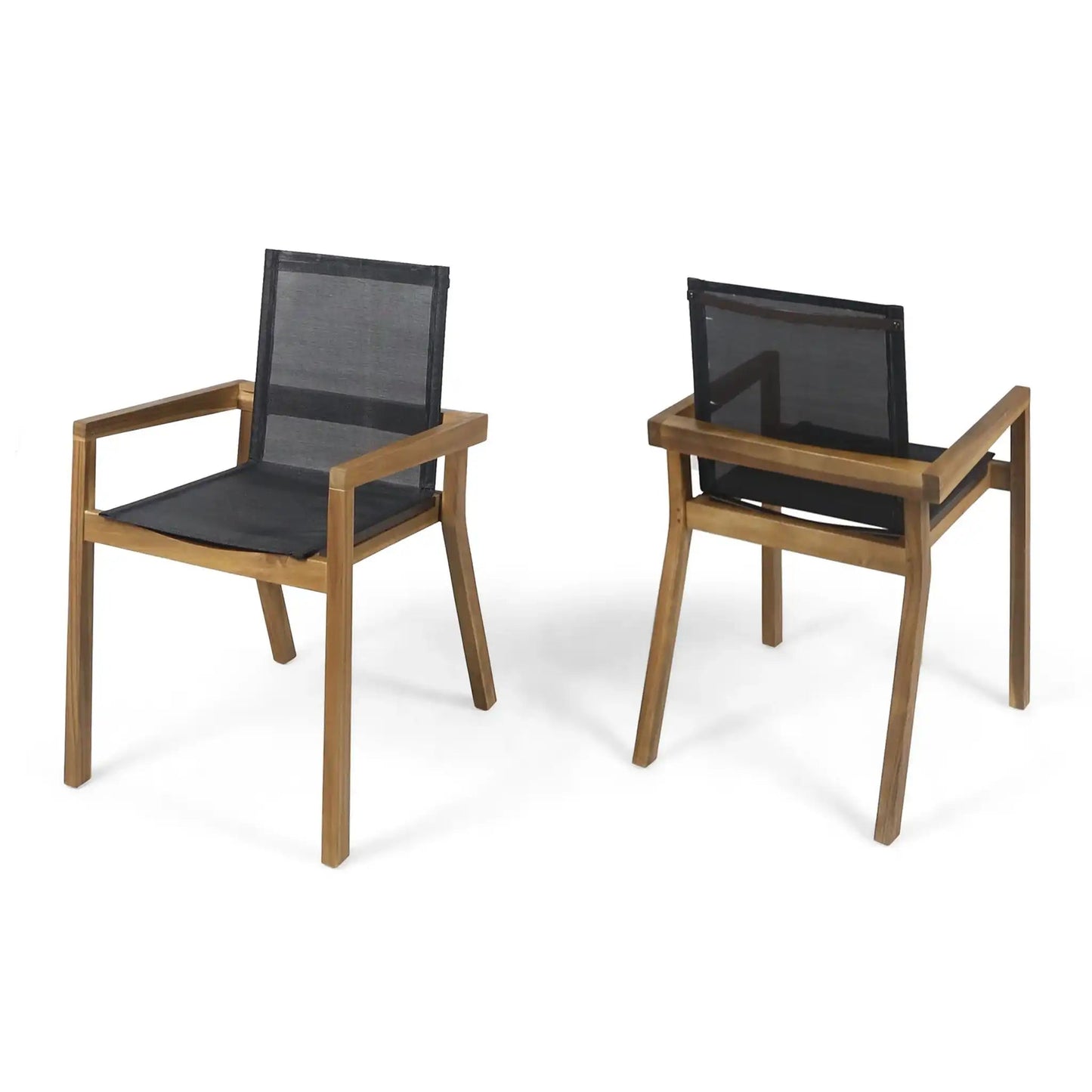 Belfast Dining Chair With Acacia Wood Frame And Mesh Seating (Set of 2)