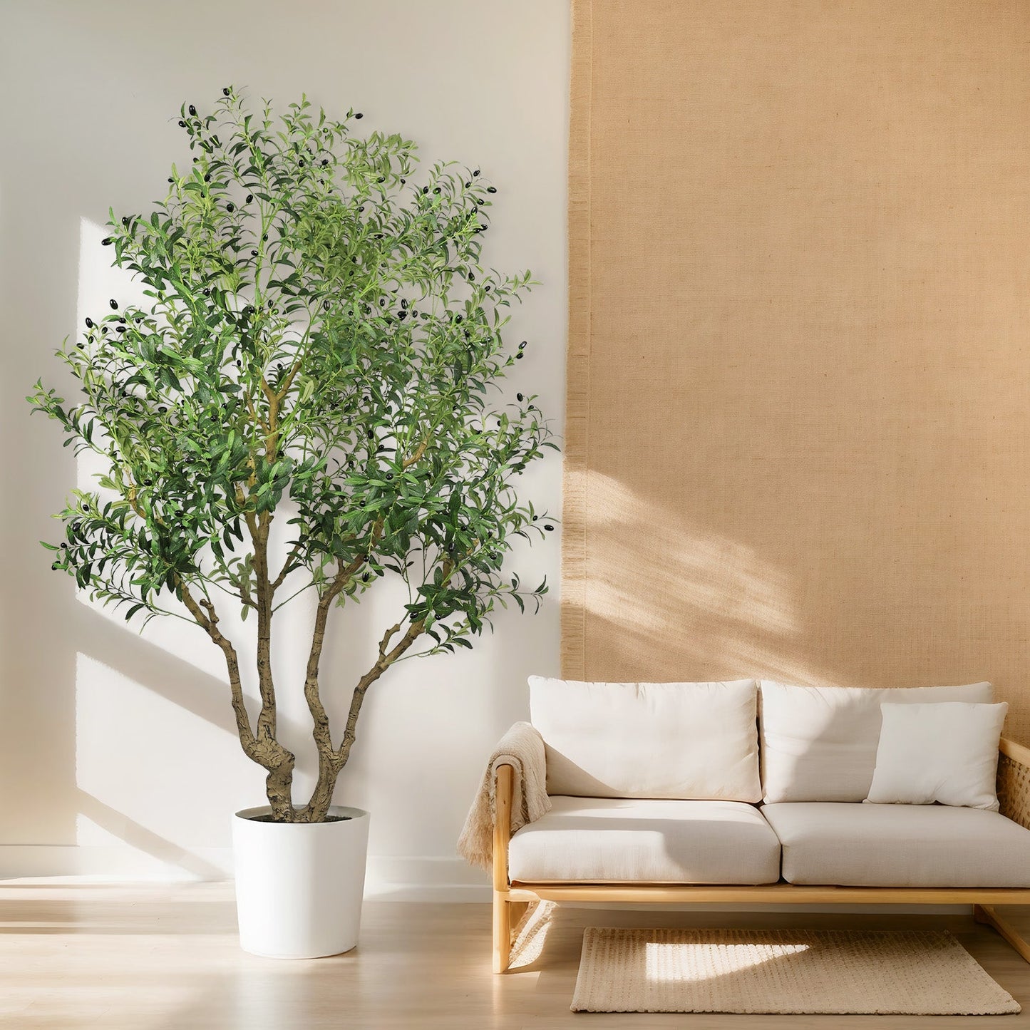 8FT Tall Artificial Olive Tree - Large Faux Potted Tree