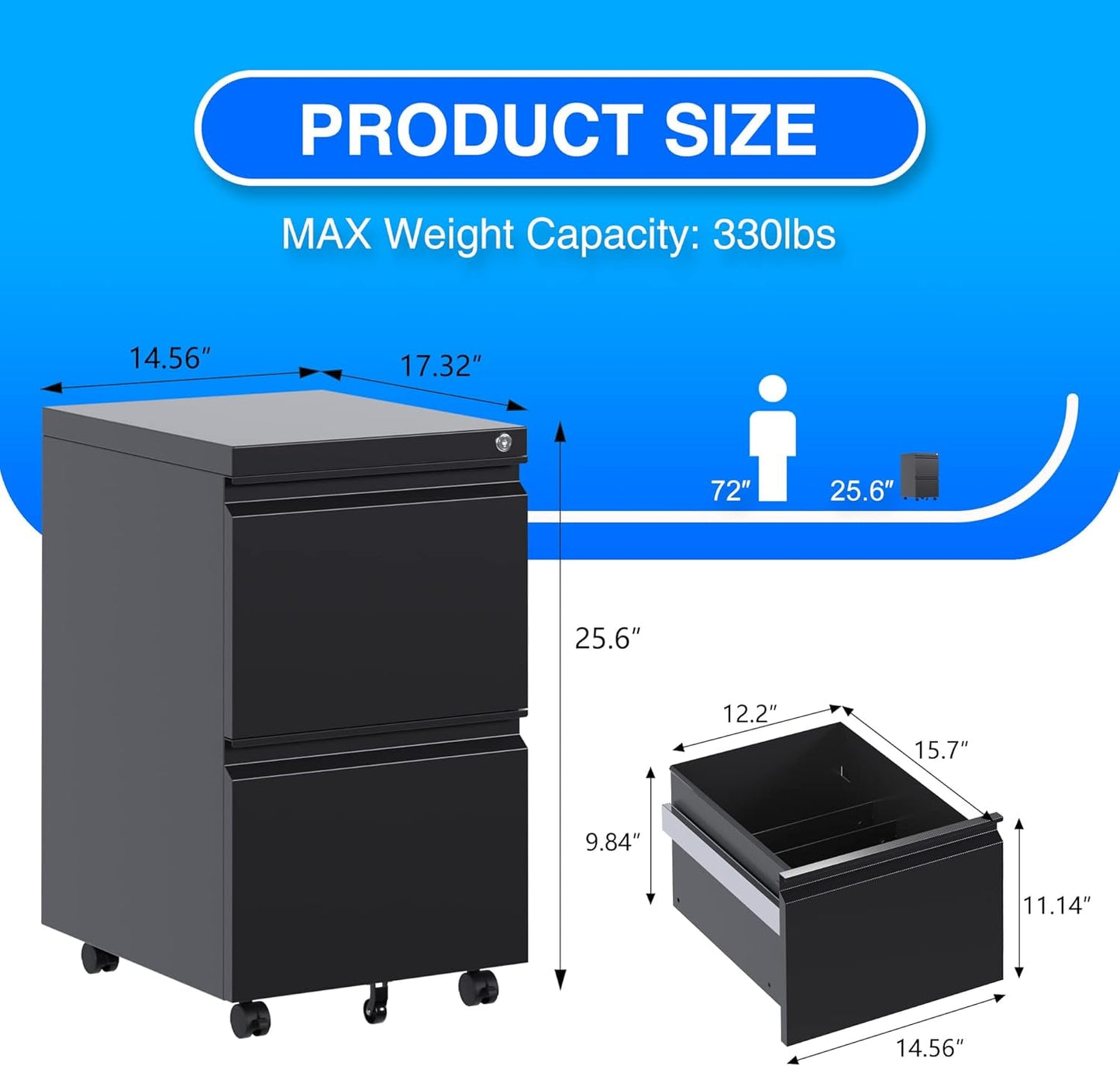 2 Drawer Vertical File Cabinet With Lock Letter Size