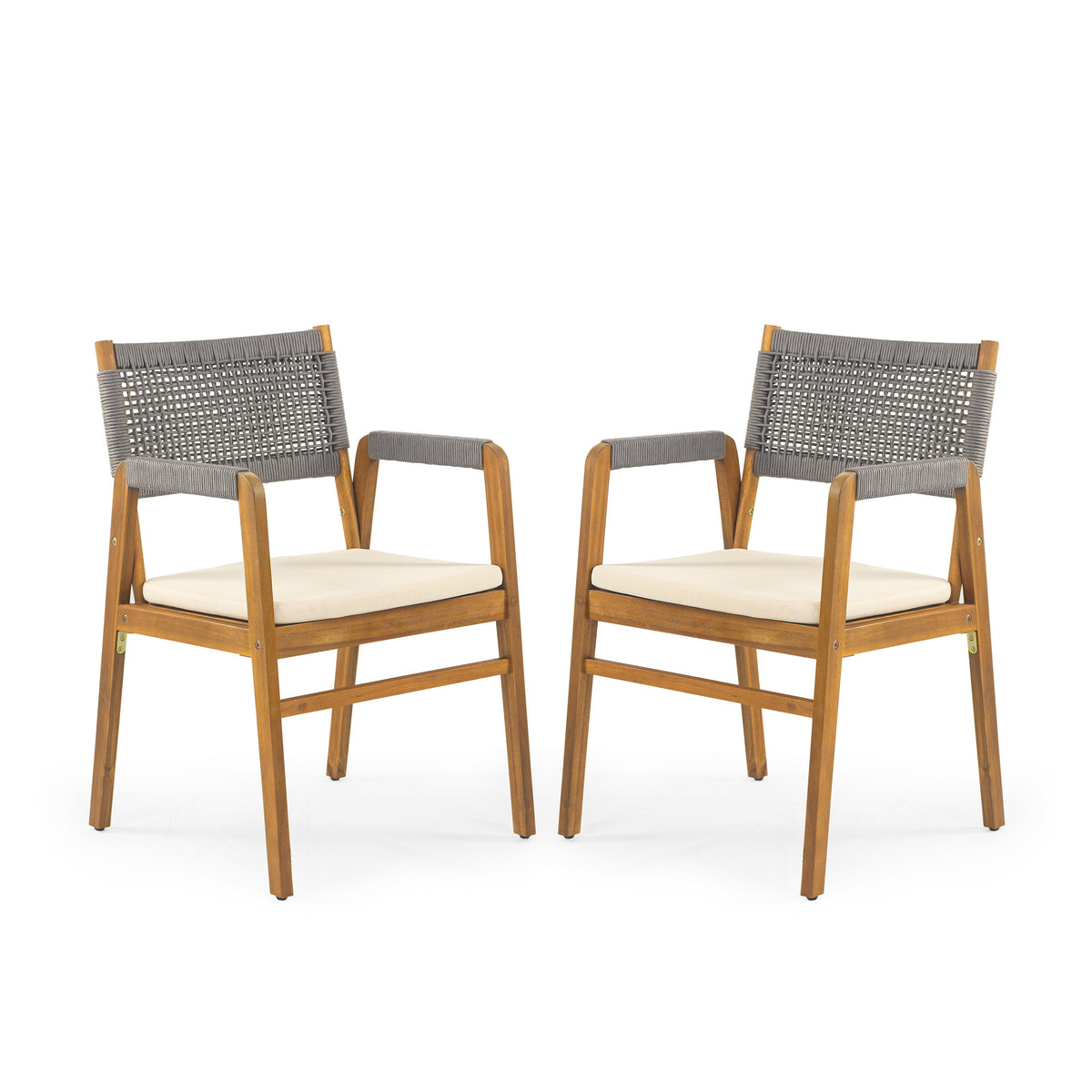 Outdoor 5 Pieces Rustic Patio Acacia Bistro Set with Cushions