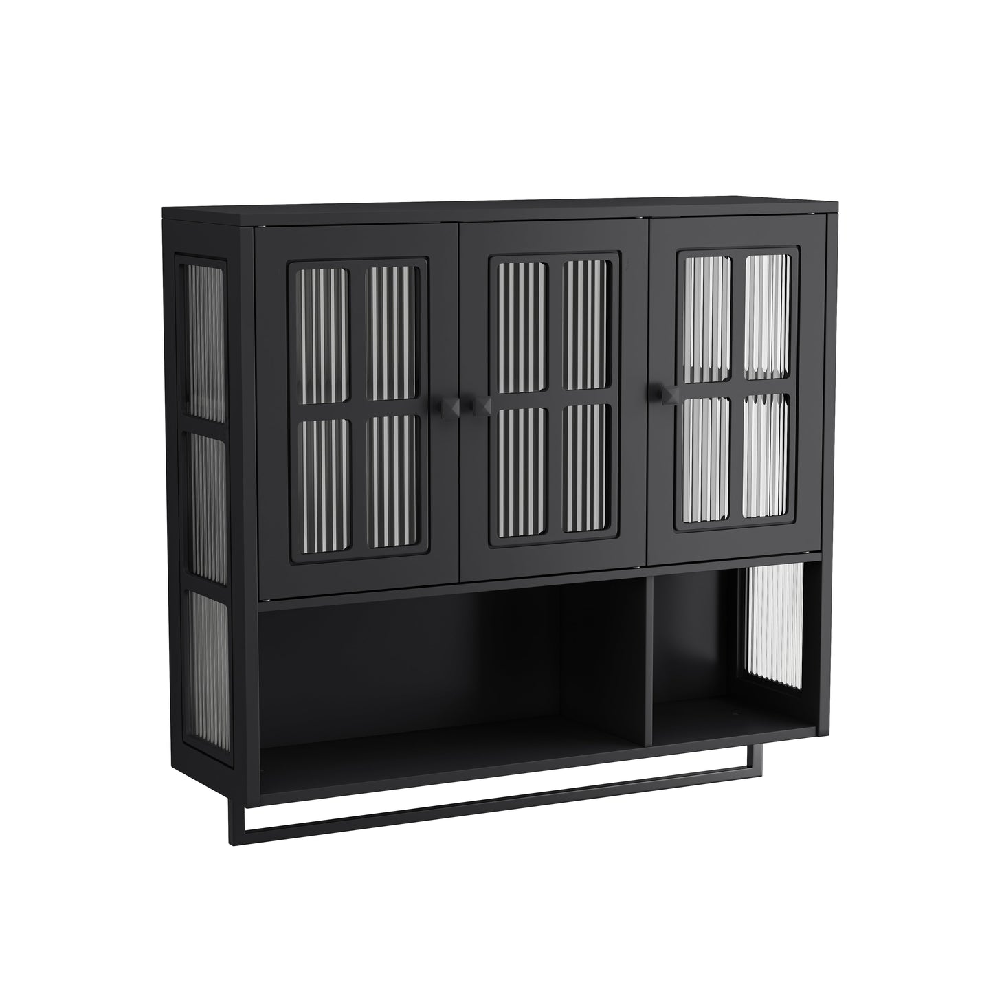 Bathroom Wall Cabinet with Open and Hidden Storage