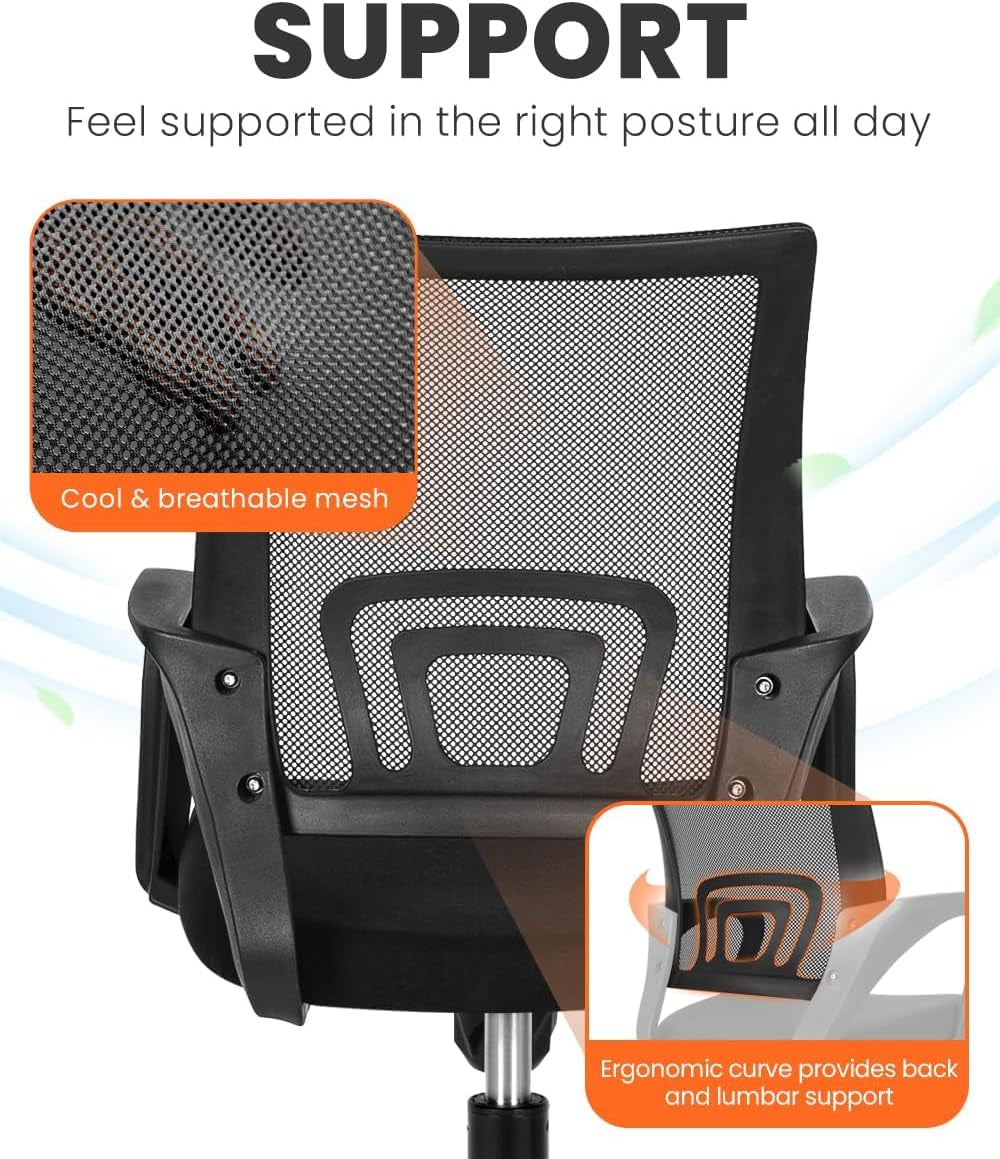 Ergonomic Office Chair Lumbar Support Mesh Back Black