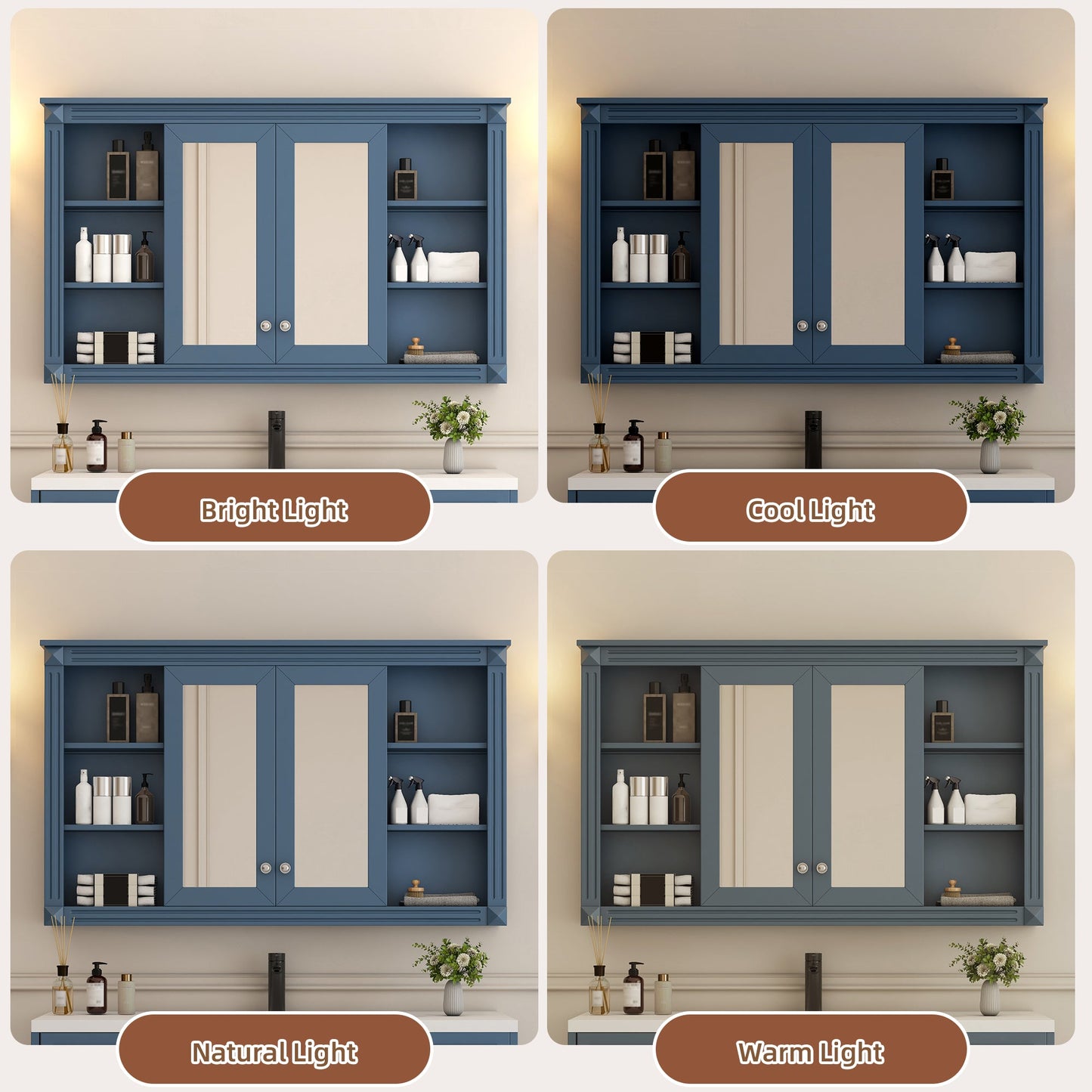 47 Inch Bathroom Mirror Cabinet with Storage