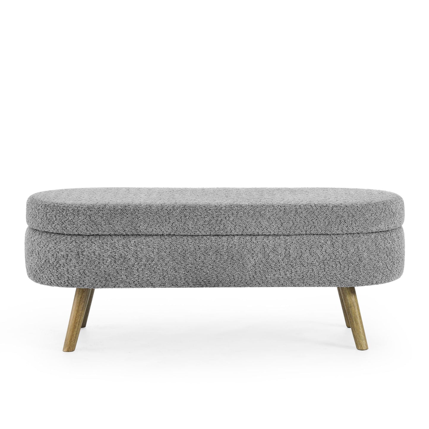 Ottoman Oval Storage Bench With Rubber Wood Legs
