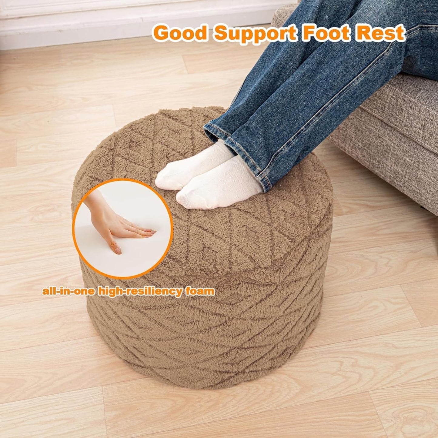 20x14 Inches Light Coffee Ultra Soft Foot Rest Ottoman