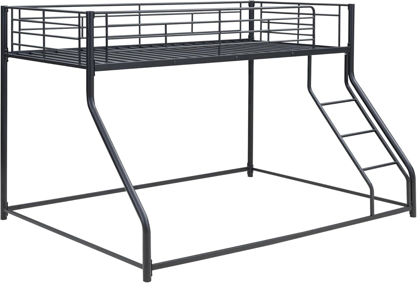 Heavy Duty Twin Over Queen Metal Bunk Bed In Black
