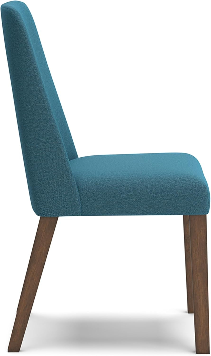 Upholstered Side Chair Set Blue And Brown Foam Cushioned