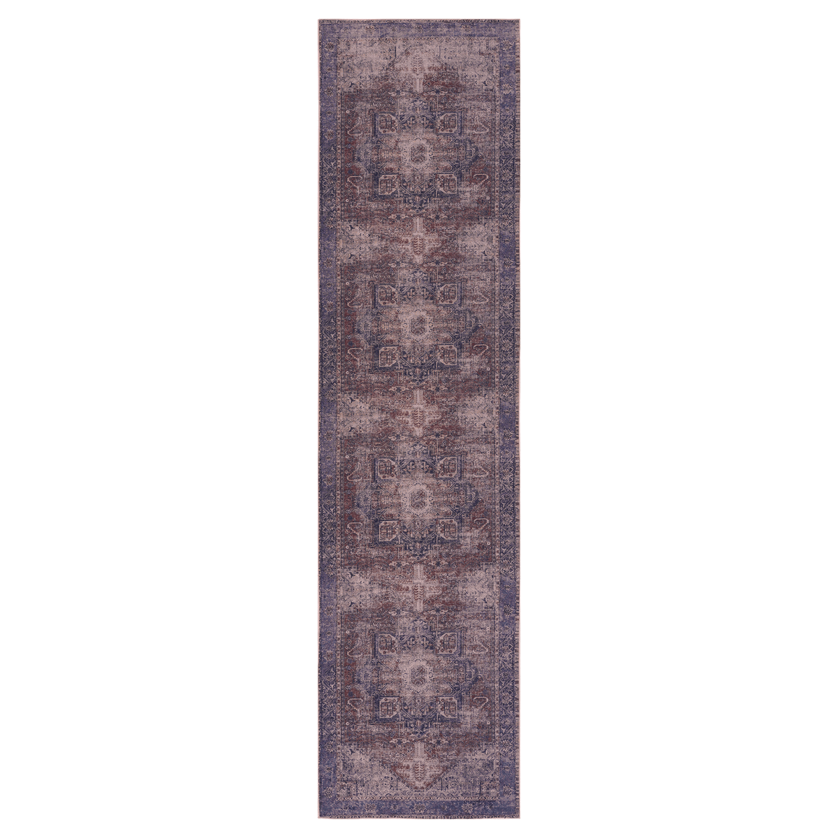 MAVAL Burgundy Washable Runner Rug 2'6'' x 10'