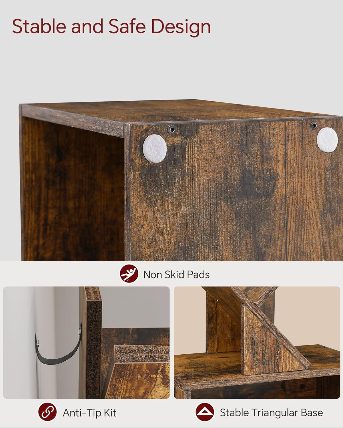 6 Tier Tree Bookshelf With Cabinet Rustic Brown Modern