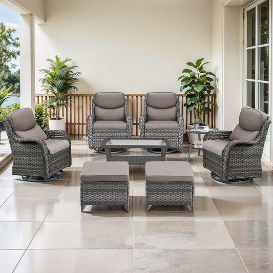 Outdoor Swivel Rocker Patio Chairs Set with Table