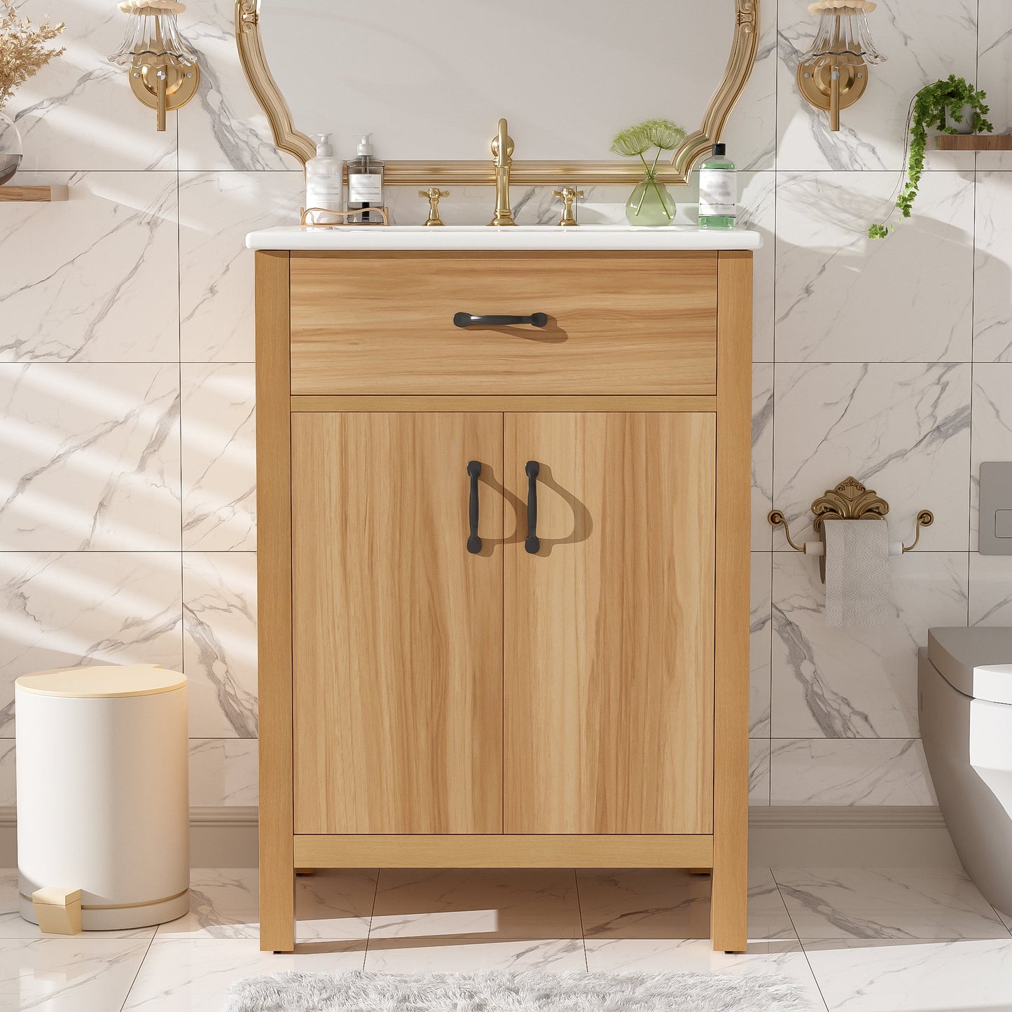 24" Bathroom Vanity With Solid Wood Frame