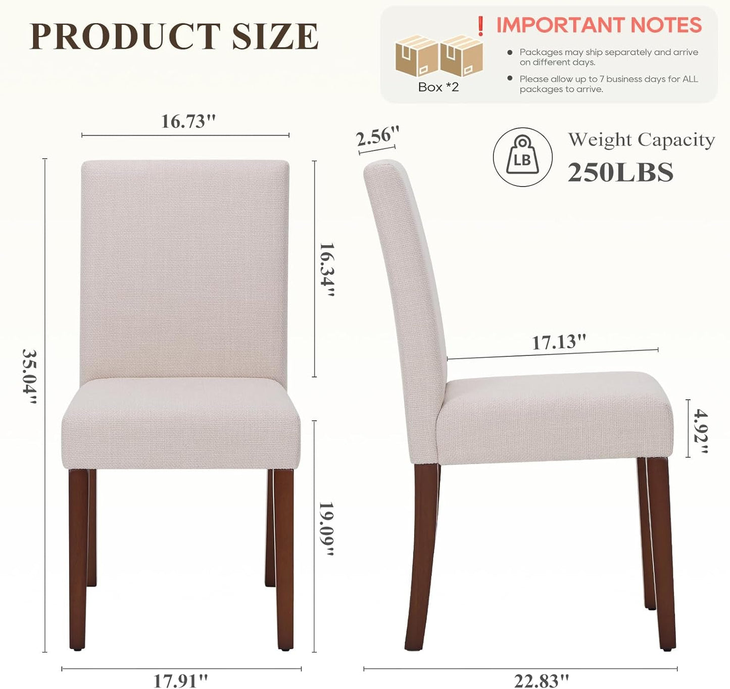 Beige Upholstered Parsons Dining Chairs Hardwood Legs