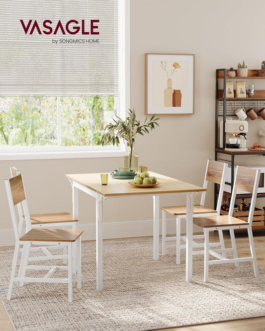 Dining Chair Set Of 2 Rustic Wood With Metal Frame