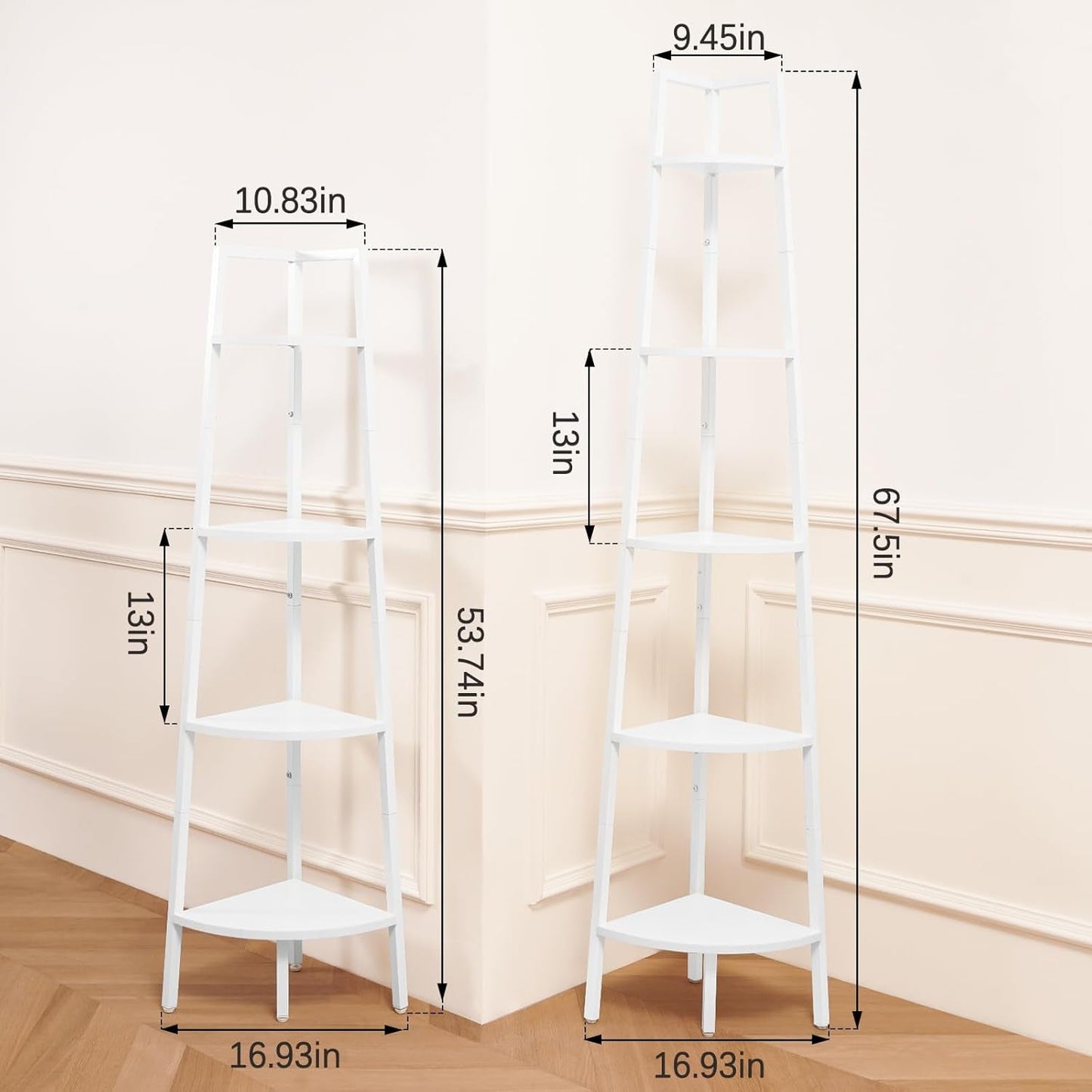 4 Tier Corner Shelf With Metal Frame Tall Bookshelf