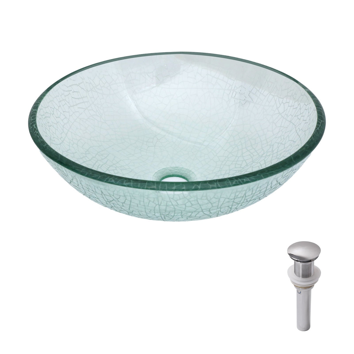 Bathroom Artistic Tempered Crackle-Glass Vessel Sink