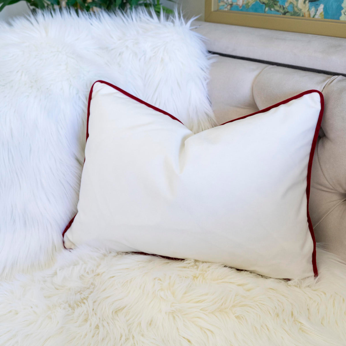 JOY Embroidered Christmas Throw Pillow