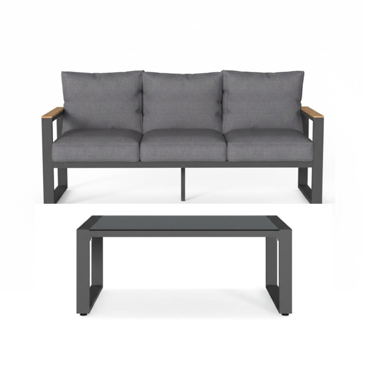 2-Piece 3-Seat Outdoor Sofa Couch Set