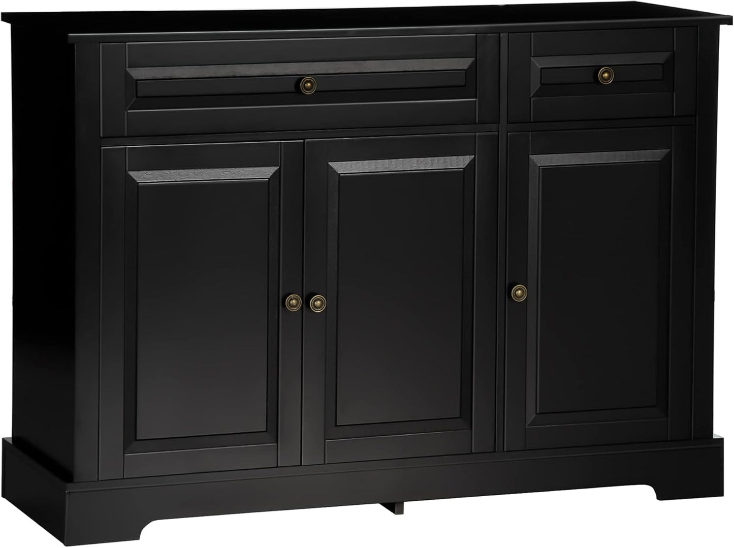 Black Buffet Cabinet With Drawers And Adjustable Shelves