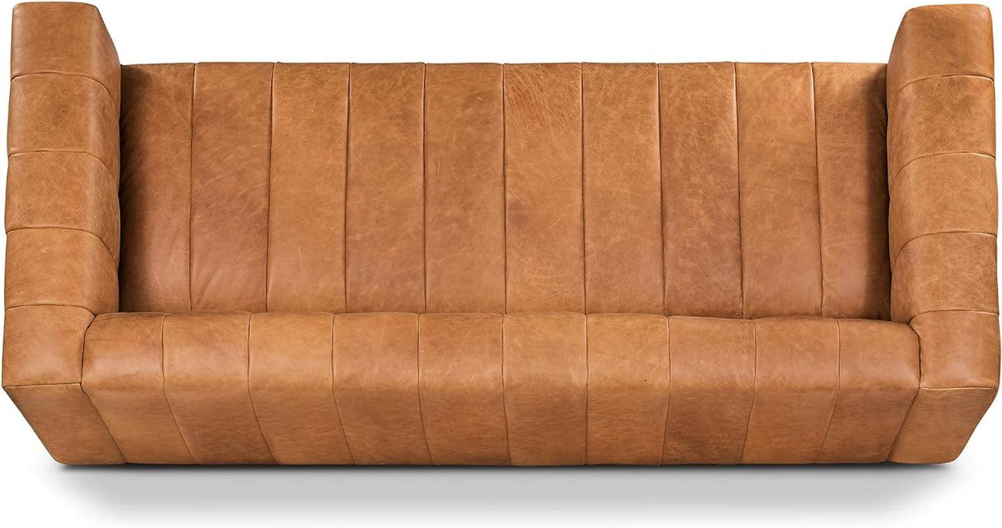 Canale 86 Inch Sofa Full Grain Italian Leather Cognac Tan