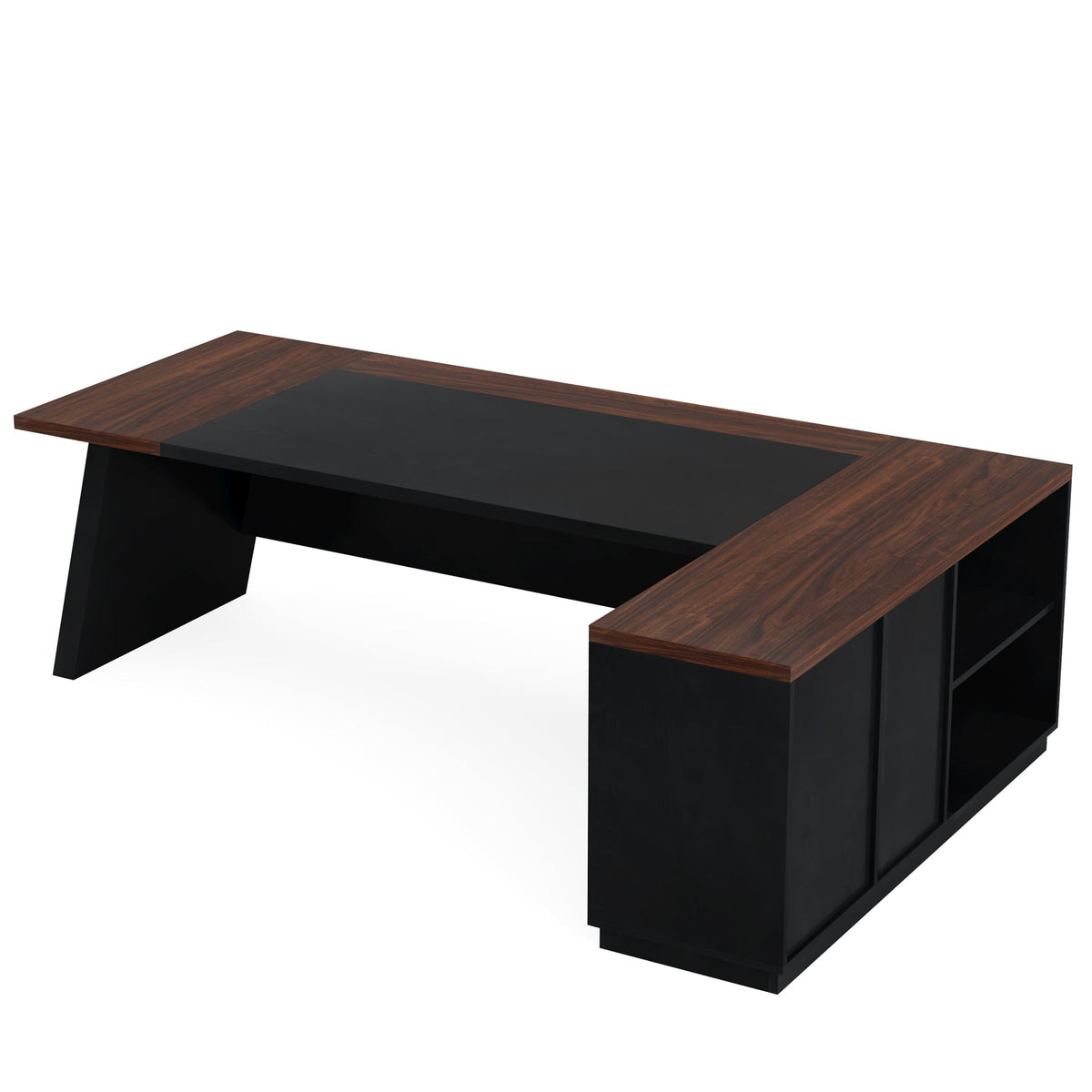 78.7" L-Shaped Executive Desk with File Cabinet & Drawers