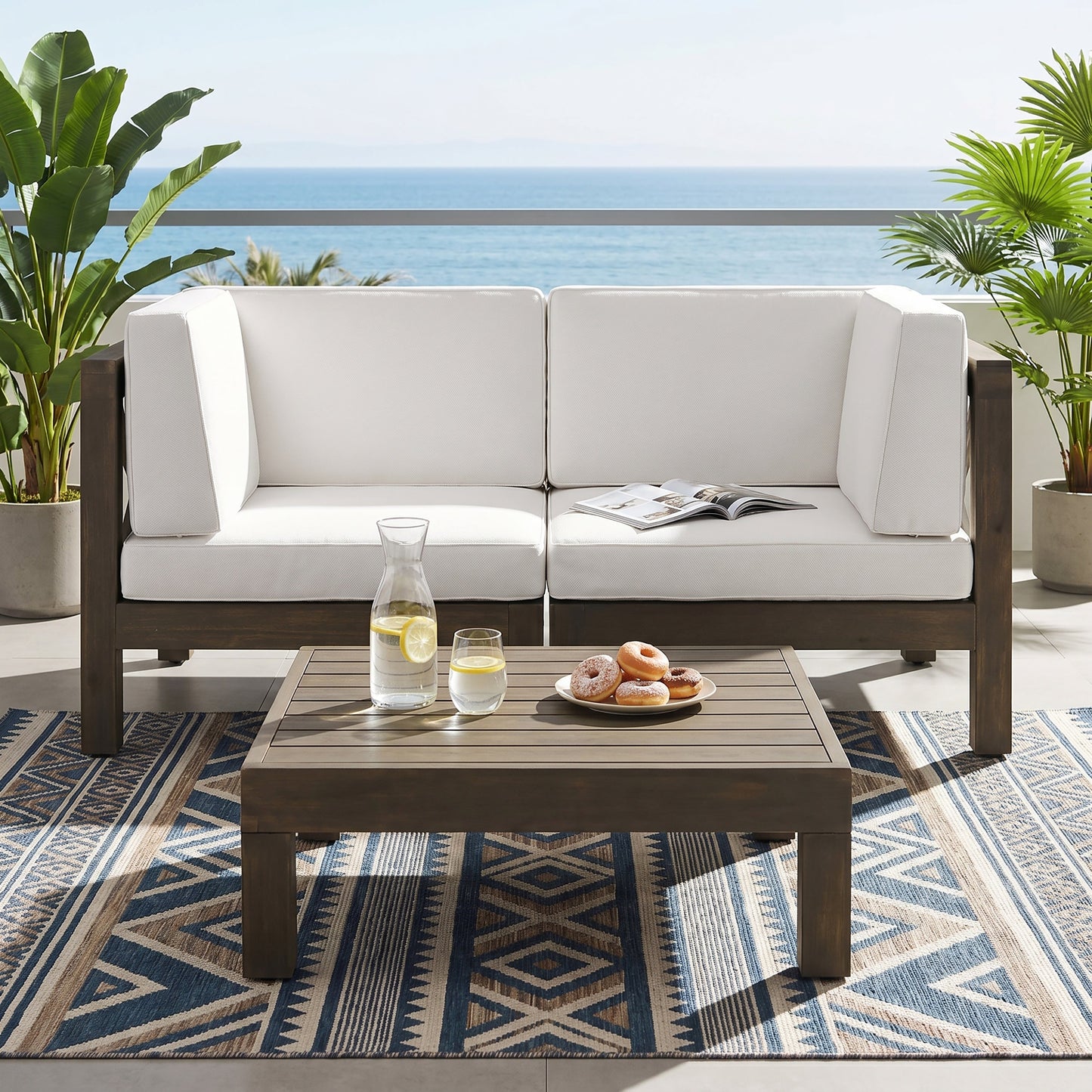 Brava X-Back 2 Seater Sectional Loveseat with Coffee Table