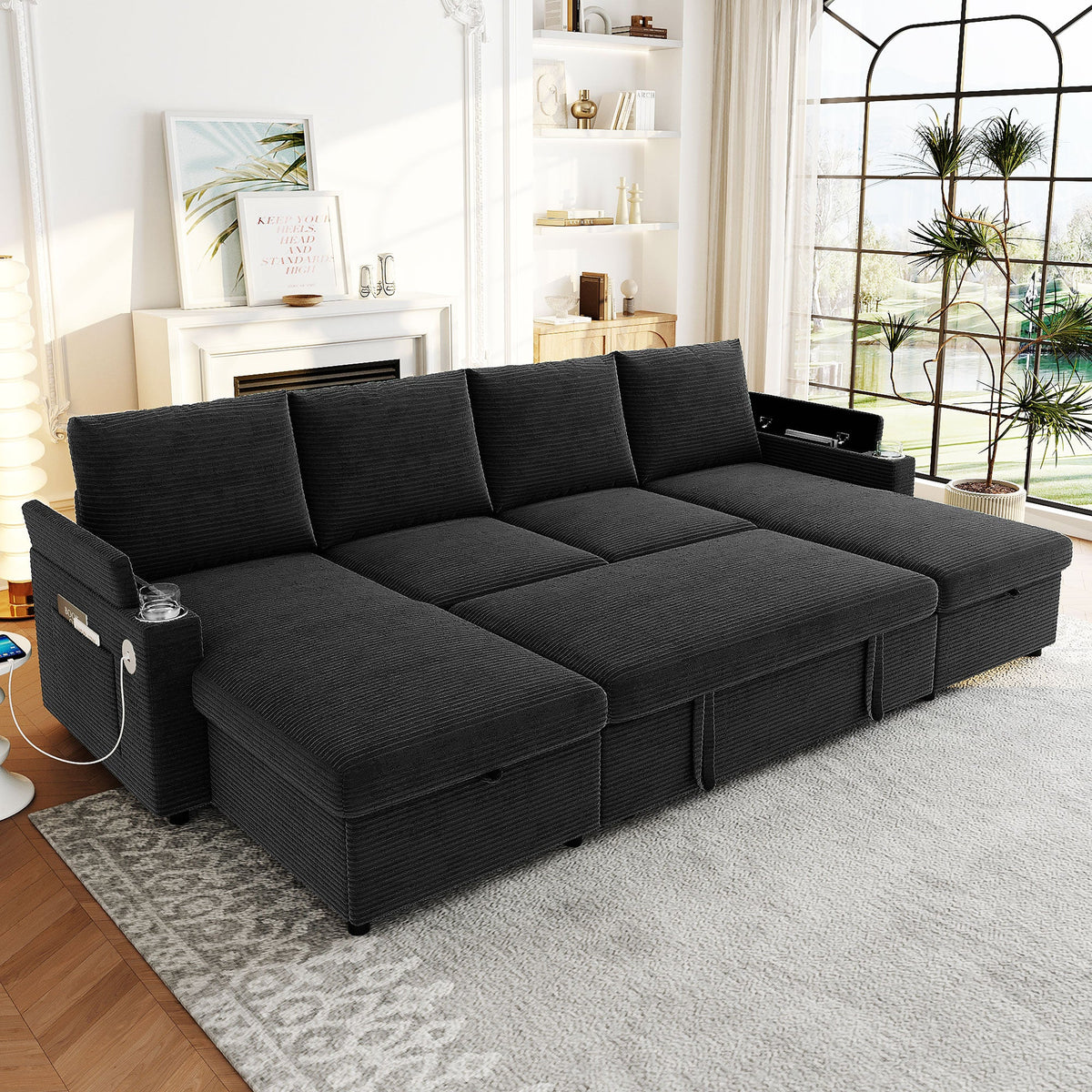 Convertible Sofa Bed - Modern U-Shaped Sectional
