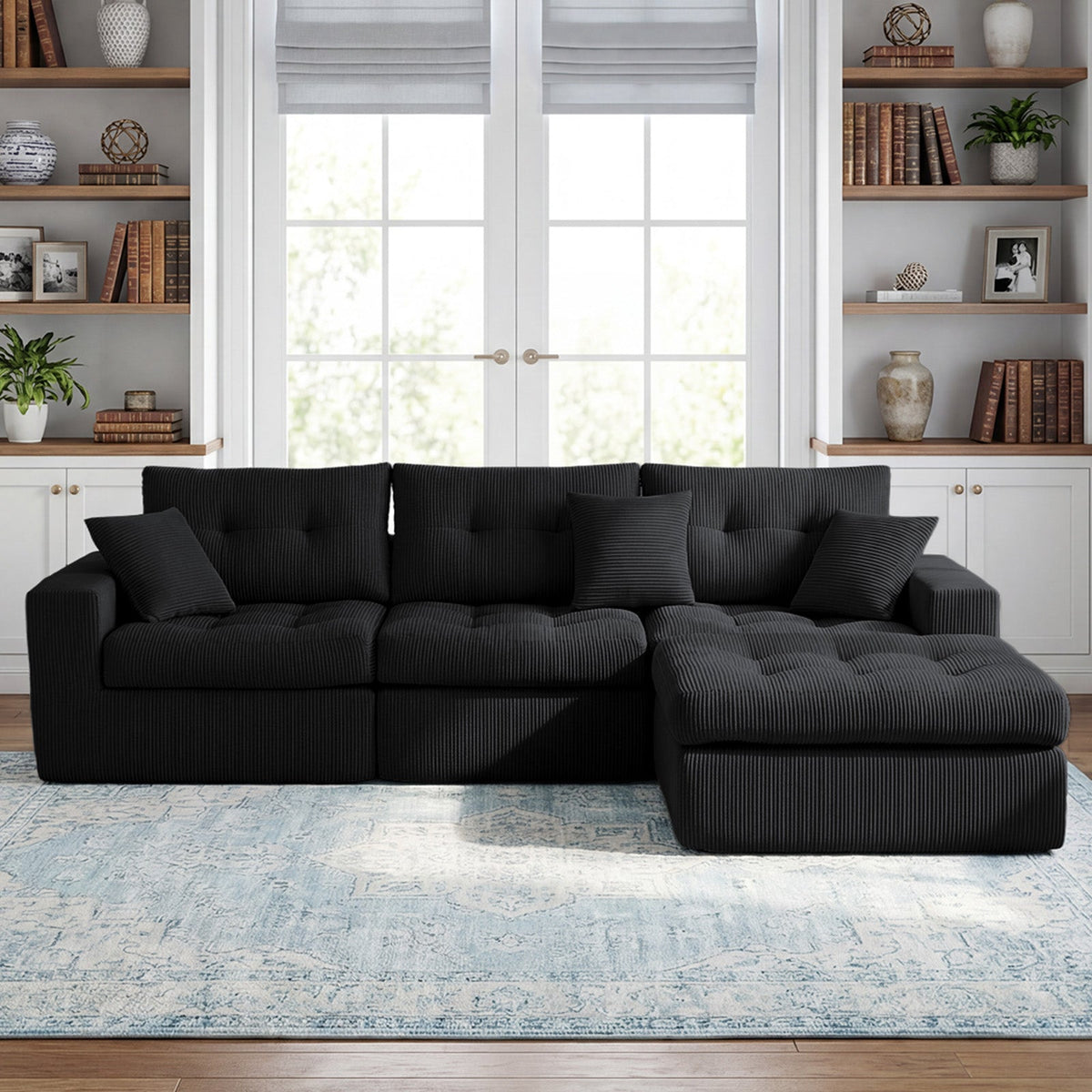 Corduroy Corner Chaise Compression Sofa Bed