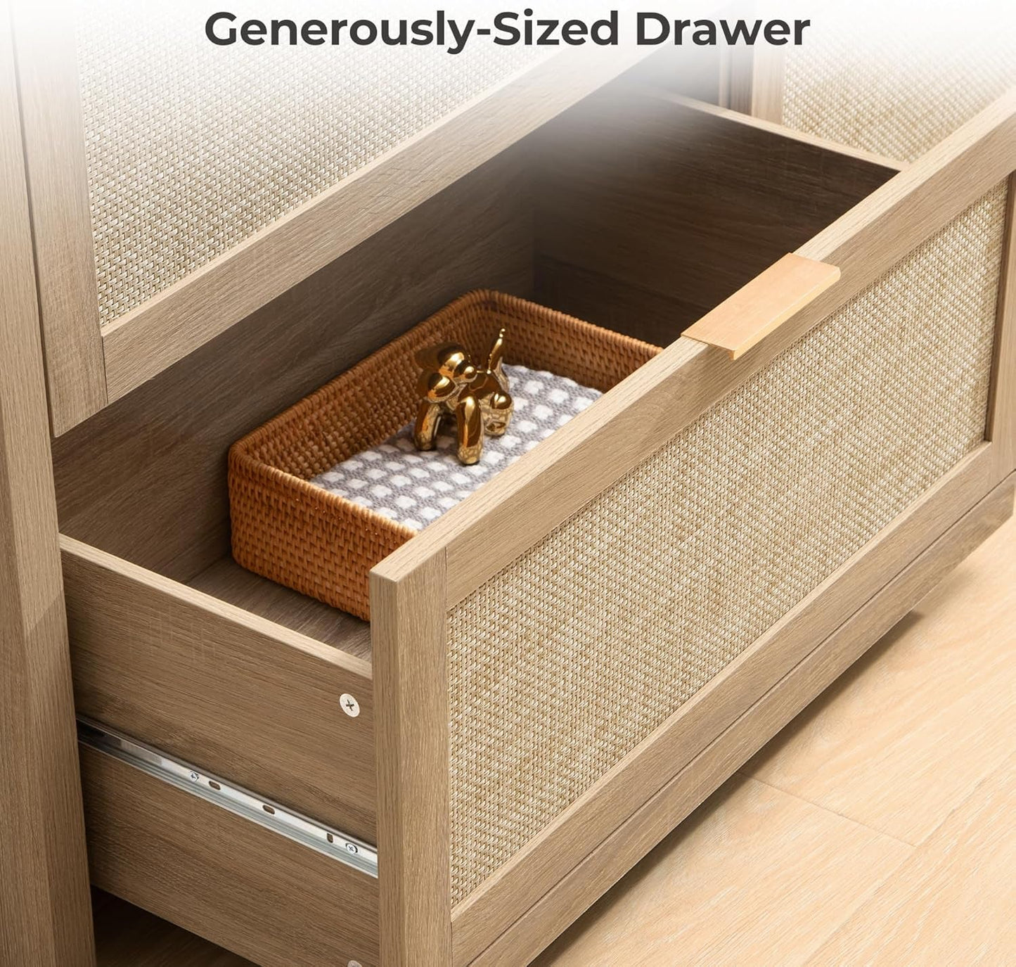 60.8 Inch Dresser Caramel Oak Finish With 7 Drawers