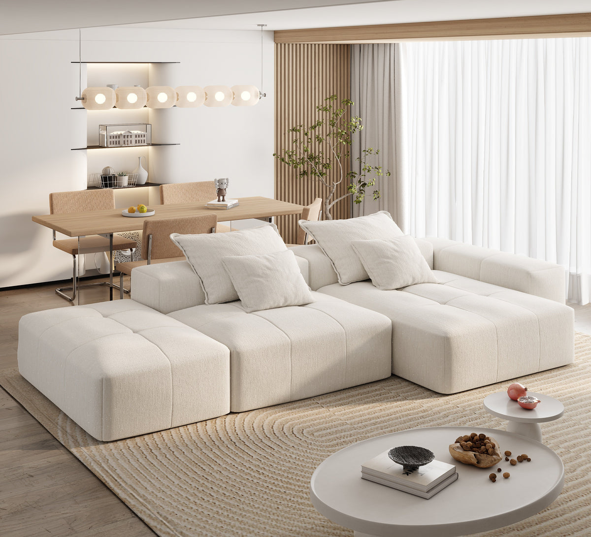 Modern Oversized Modular Sectional Sofa with Ottoman