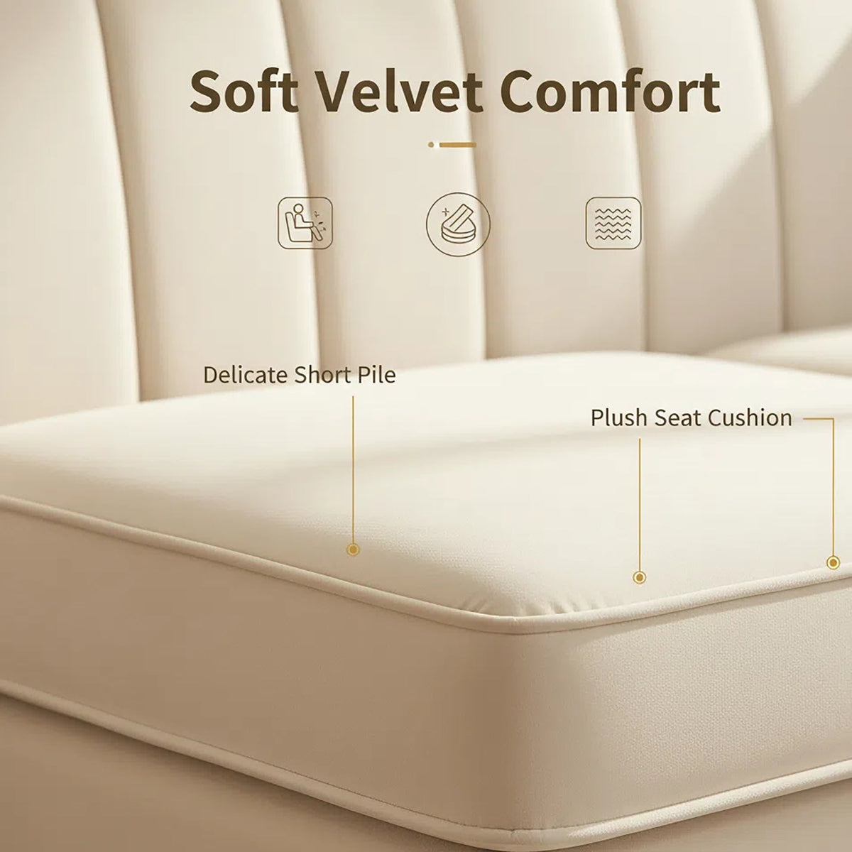 Modern Velvet 3-Seater Chesterfield Sofa
