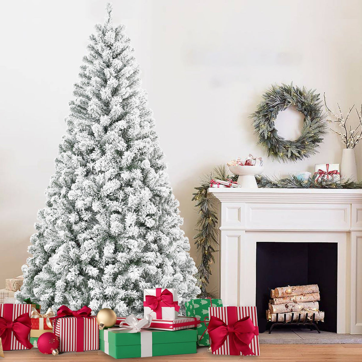 4FT Flocked Christmas Tree - Snowy PVC Artificial Holiday Tree