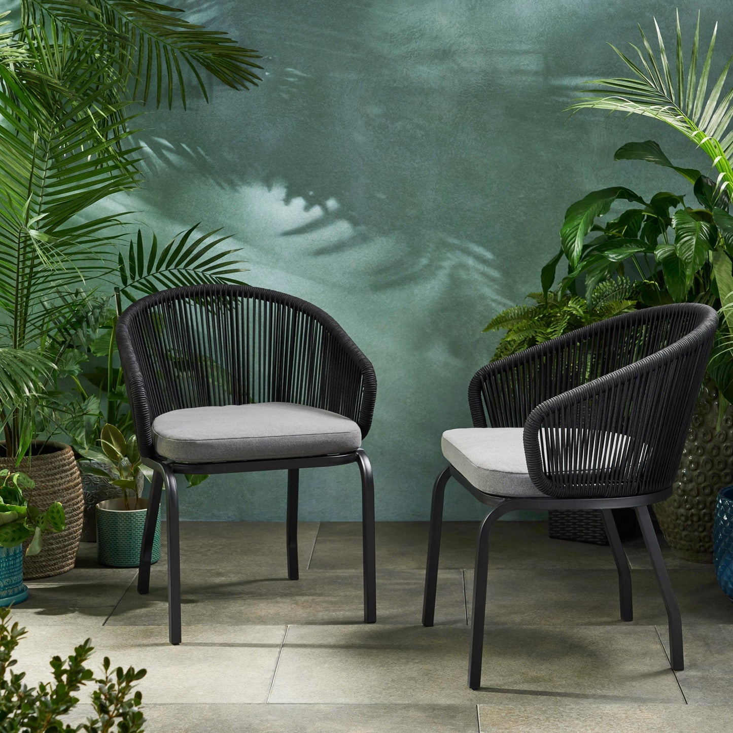 Outdoor Wicker Chair With Powder-Coated Iron Legs