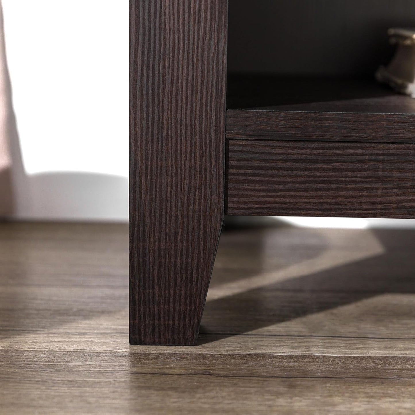 70 Inch TV Stand Espresso Finish With Adjustable Shelves
