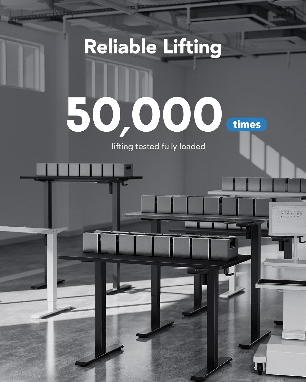 48 Inch Black Electric Standing Desk With Adjustable Height And Memory Settings