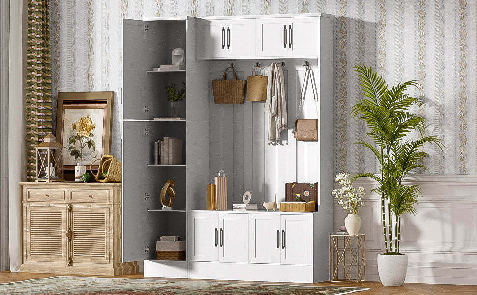 Vibe Haus 79'' Tall Modern Hall Tree with Shoe Storage