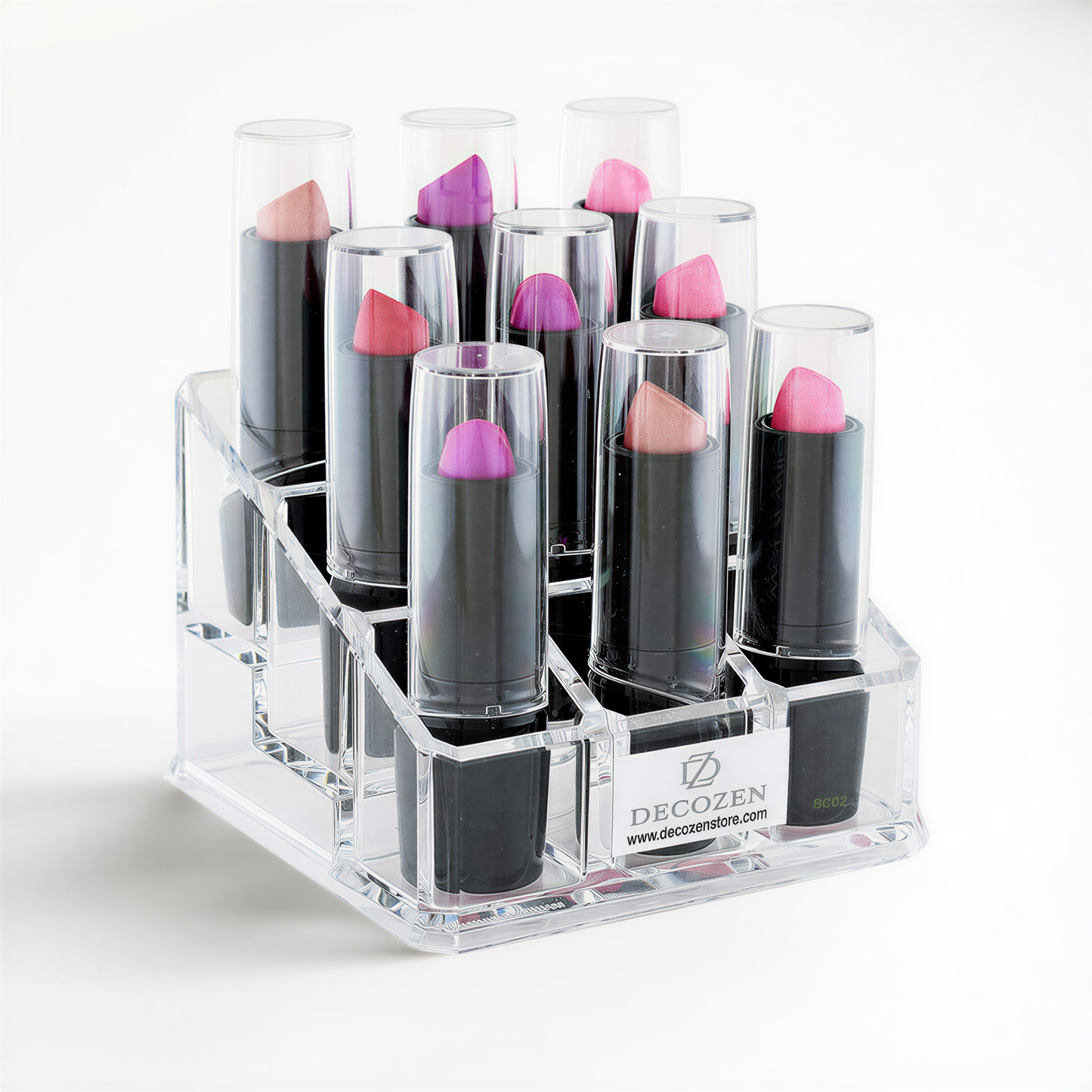 Clear Makeup Organizer - 9 Slot Lipstick Holder Acrylic Storage Box For Neat Makeup