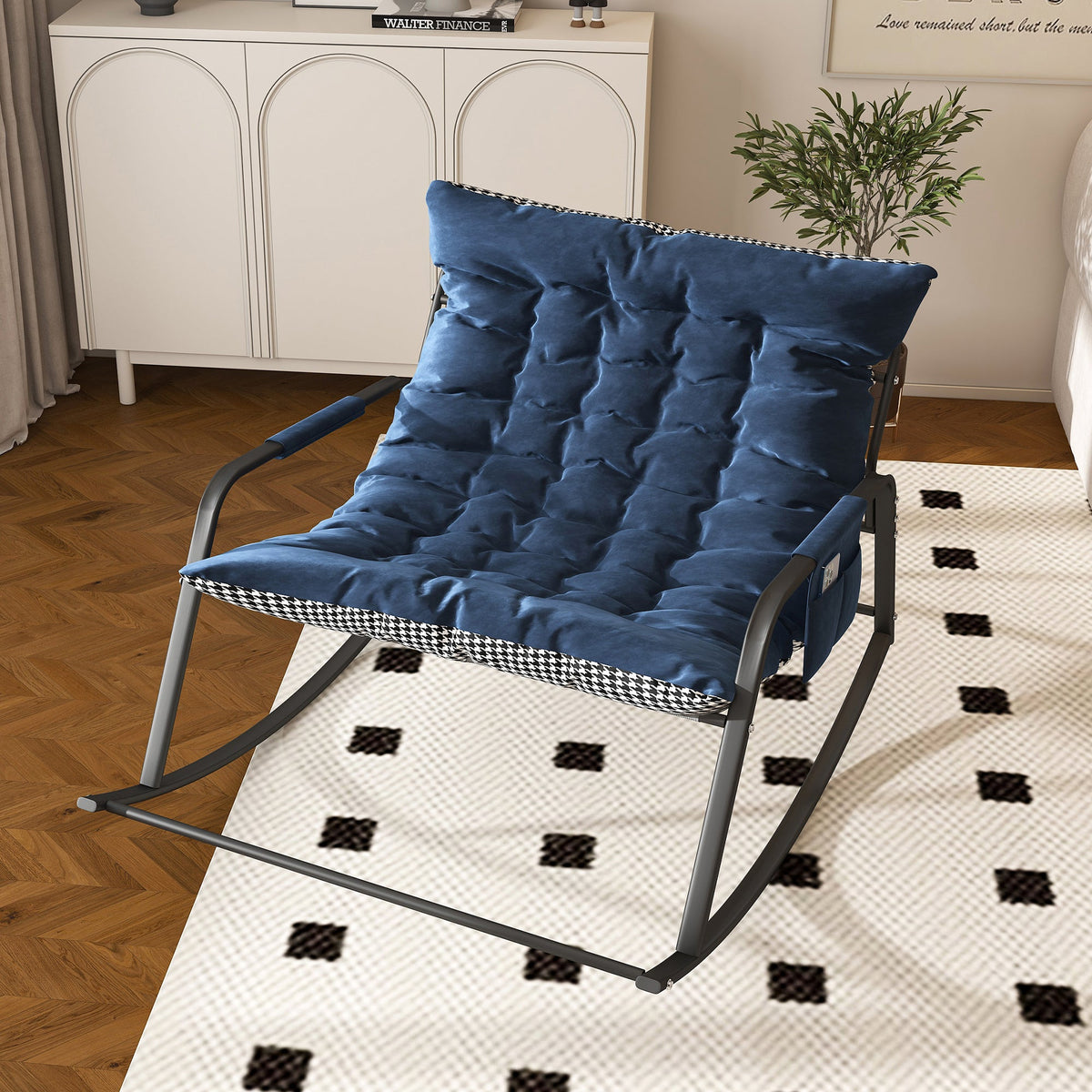 Rocking Chair with Storage, Cushions & Armrests