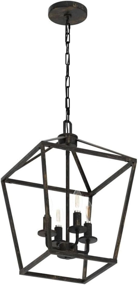 Industrial Black and Gold 4 Light Chandelier With Adjustable Chain