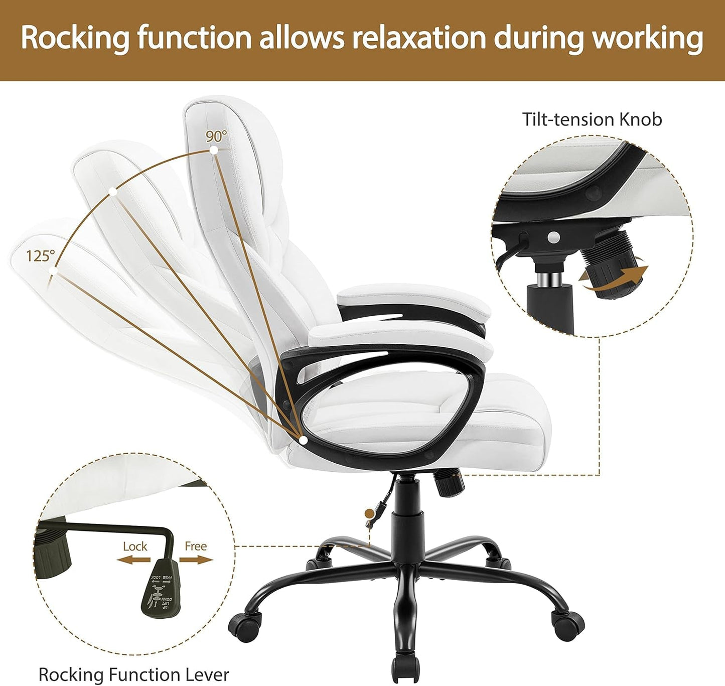 High Back Executive Chair White Ergonomic Office Chair