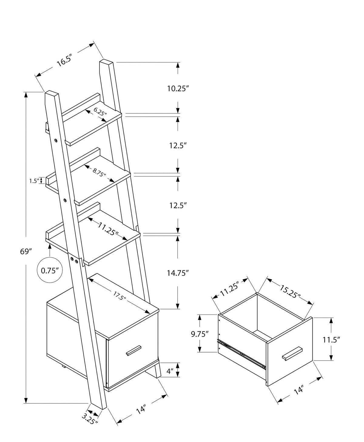 Stylish Corner Bookshelf - Perfect For Office & Bedroom