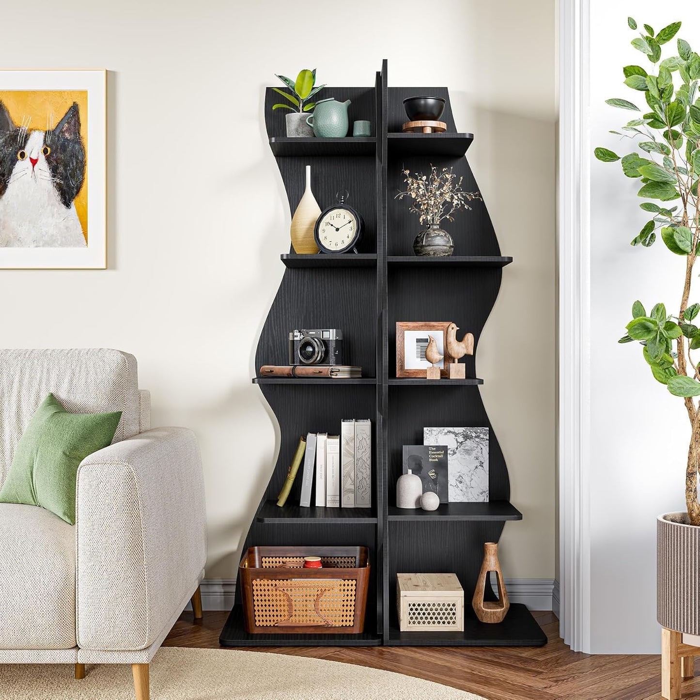 White 5 Tier Corner Shelf Wall Bookcase For Small Spaces